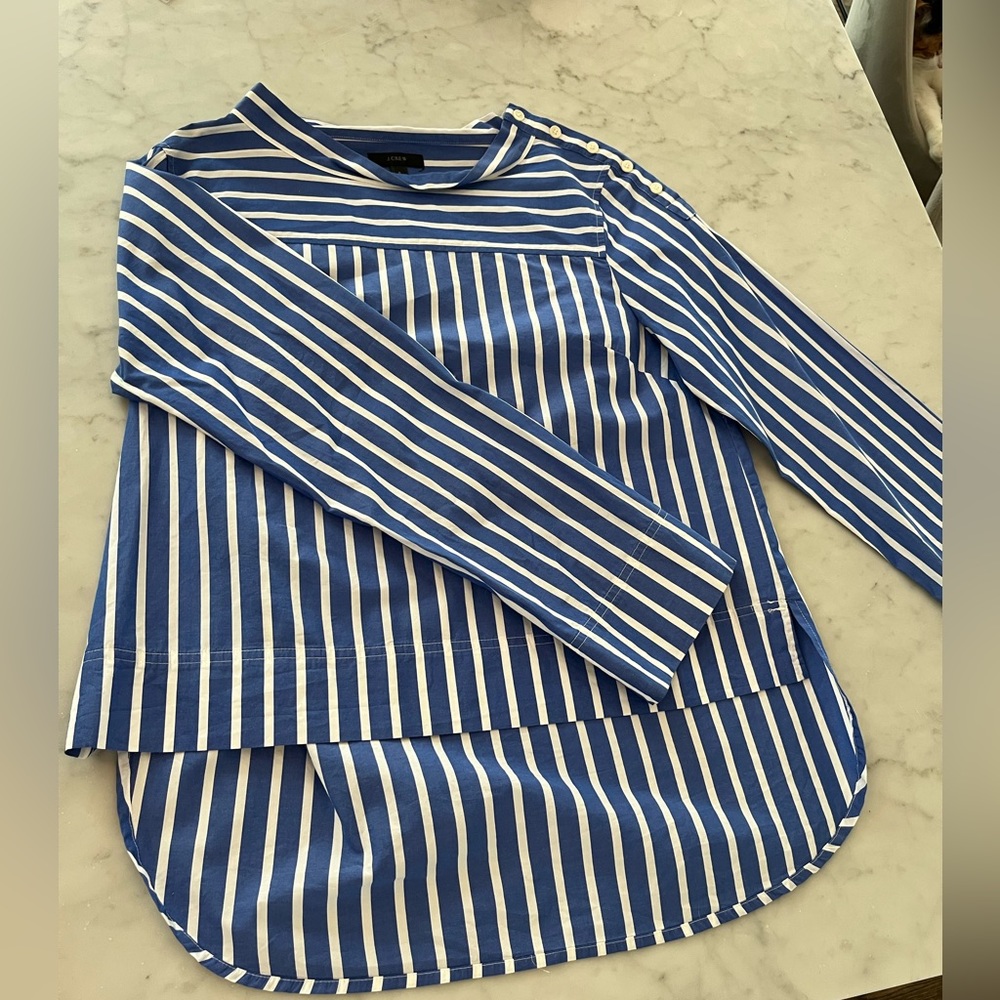 J Crew Blue and White Striped Blouse